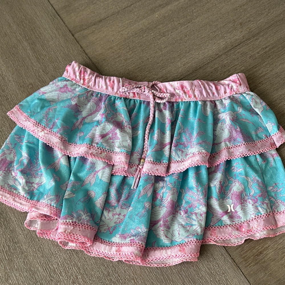 LoveShackFancy Pink and Blue Mini Skirt